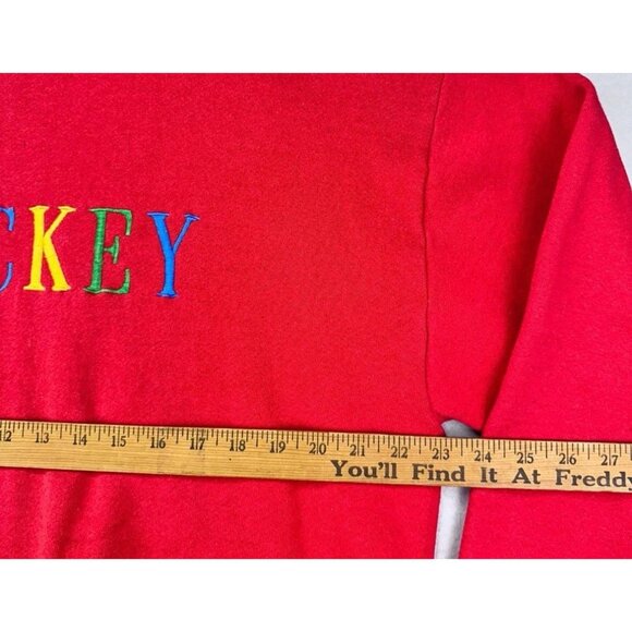 Mickey & Co. Vtg Disney Embroidered Mickey Logo Crewneck Sweatshirt Red Sz M/L - Picture 8 of 9